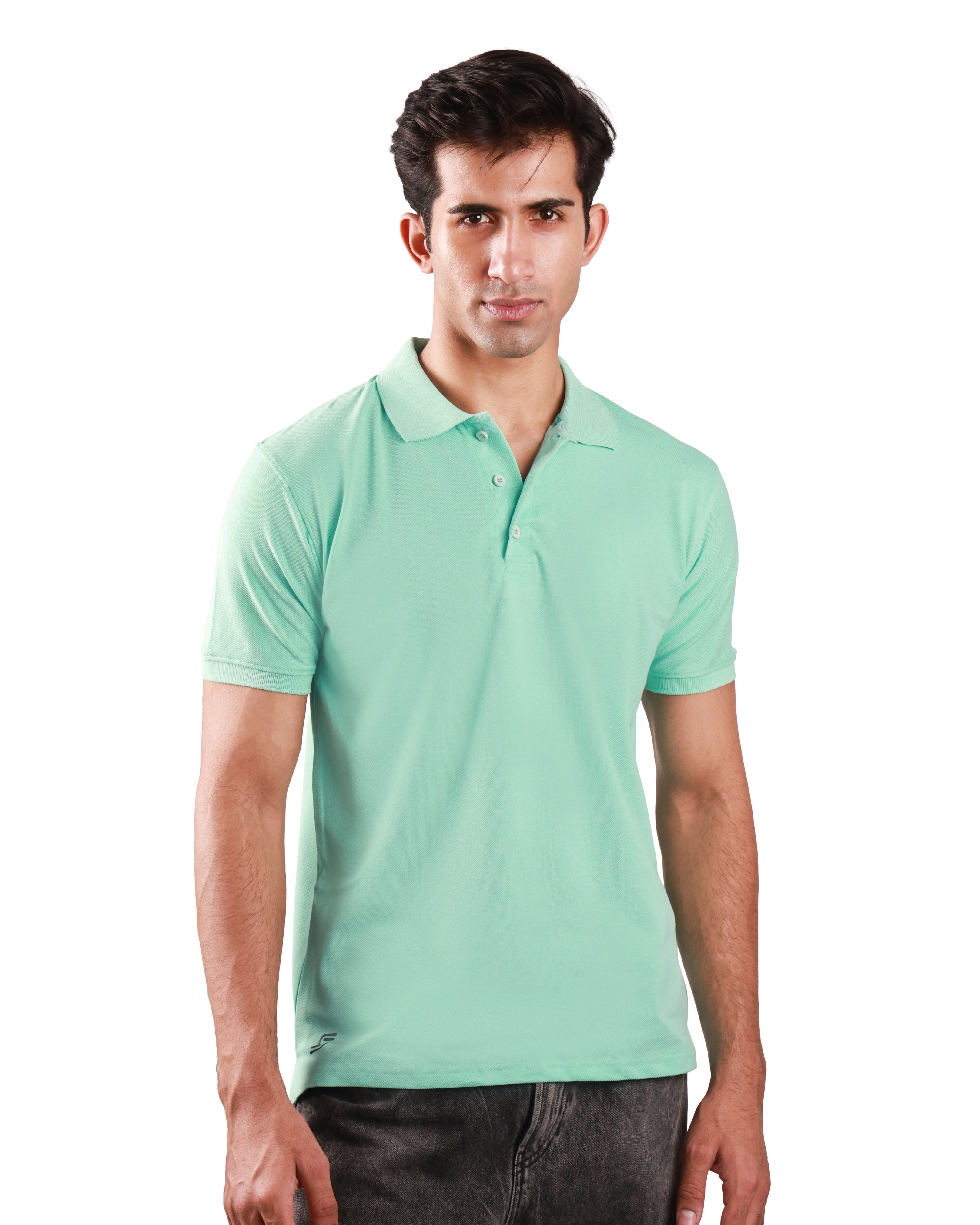 Pure Cotton Polo Tshirt - Sea Blue